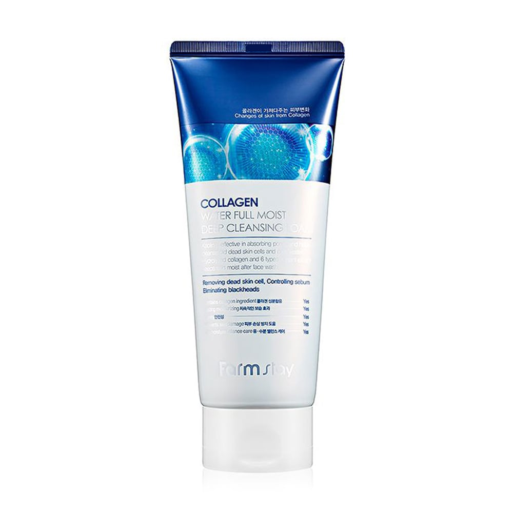 Антивікова зволожувальна пінка для вмивання FarmStay Collagen Water Full Moist Deep Cleansing Foam з колагеном, 180 мл